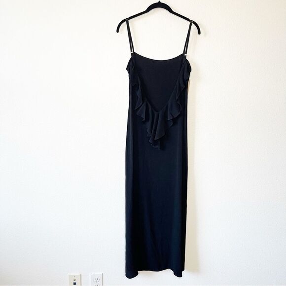 NWT Flynn Skye Ruffle Slip Maxi Dress Black Sun whimsical Size XS - Picture 2 of 6